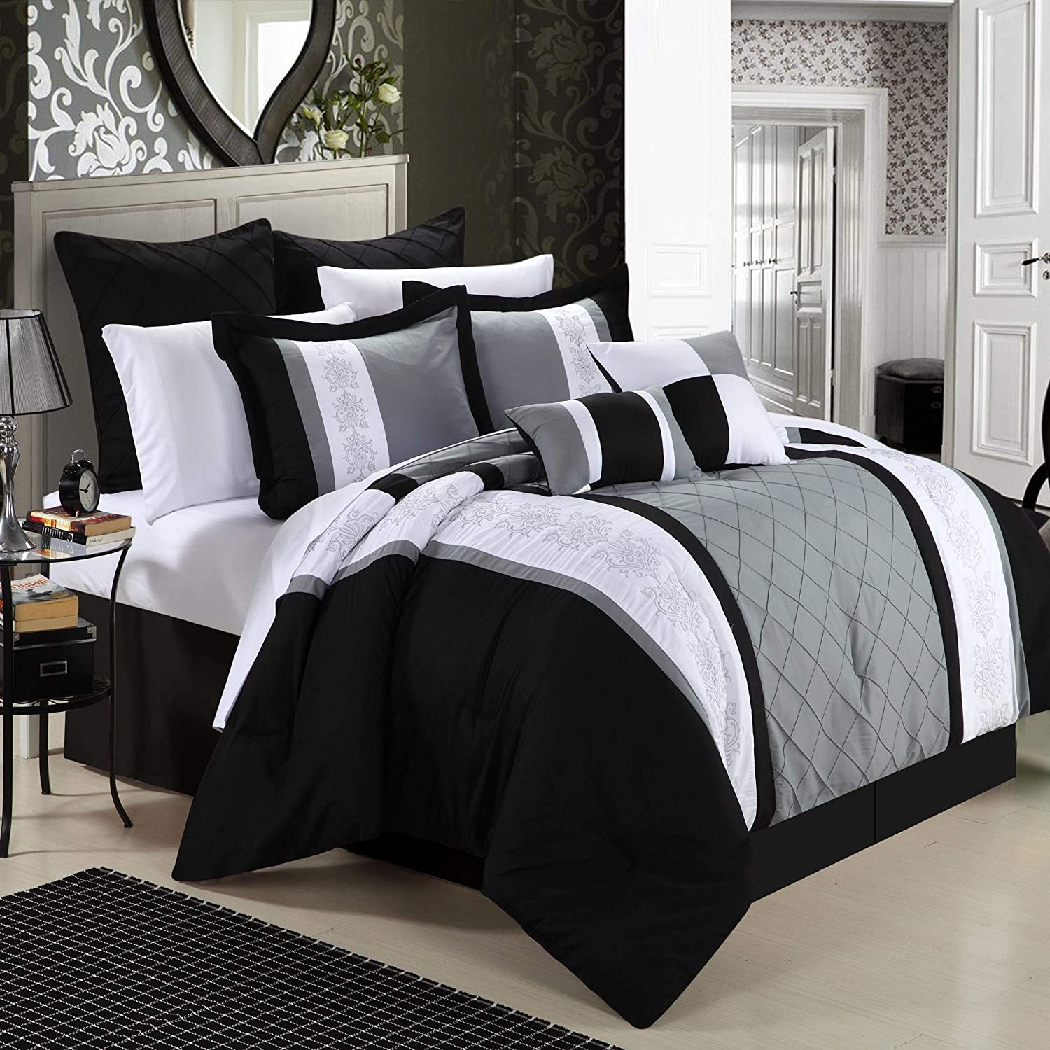 chic home 8 piece embroidery comforter set
