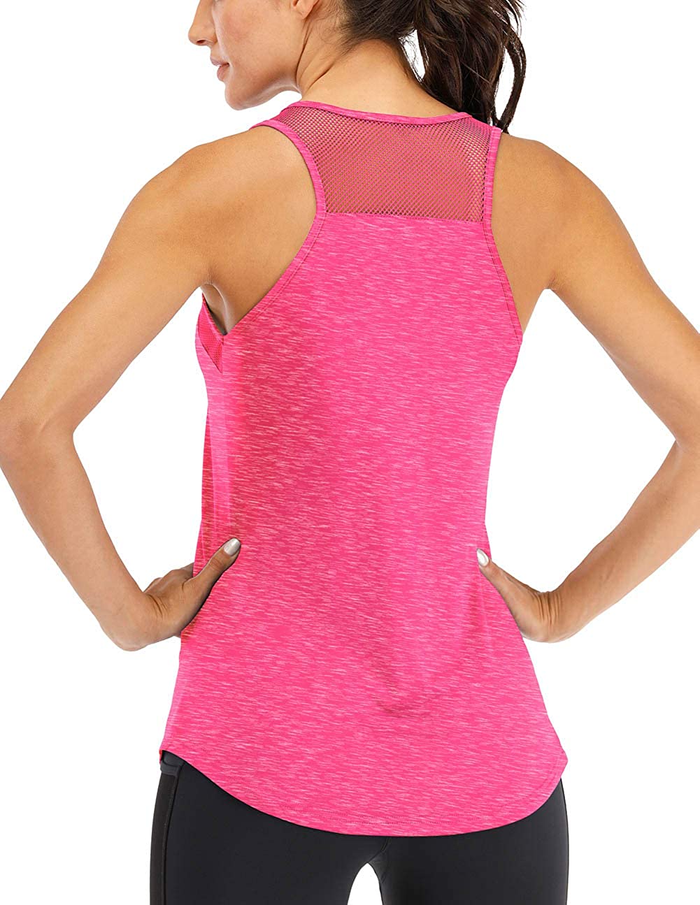 Gym Sleeveless Yoga Shirts Mesh Breathable Sport Tops Womens Workout Tank Tops