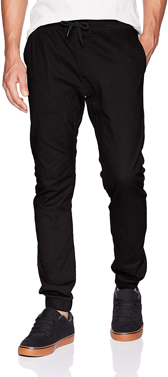 WT02 Young Men's Jogger Pants in Basic Solid Colors and Stretch Twill  Fabric Pants, Black(All Season), Small : : Clothing, Shoes &  Accessories