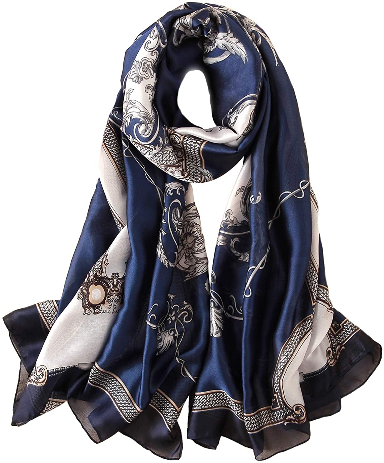  Silk Scarf, Ladies Silk Scarf, Silk Scarves Womens 100% Natural  Mulberry Silk Scarf Multi-use Scarves for Ladies Square,Black edge,53 *  53cm : Everything Else