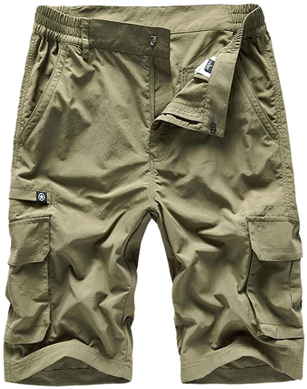 Kolongvangie Mens Outdoor Super Lightweight Quick Dry Hiking Casual Cargo Shorts with Multi Pockets No Belt 