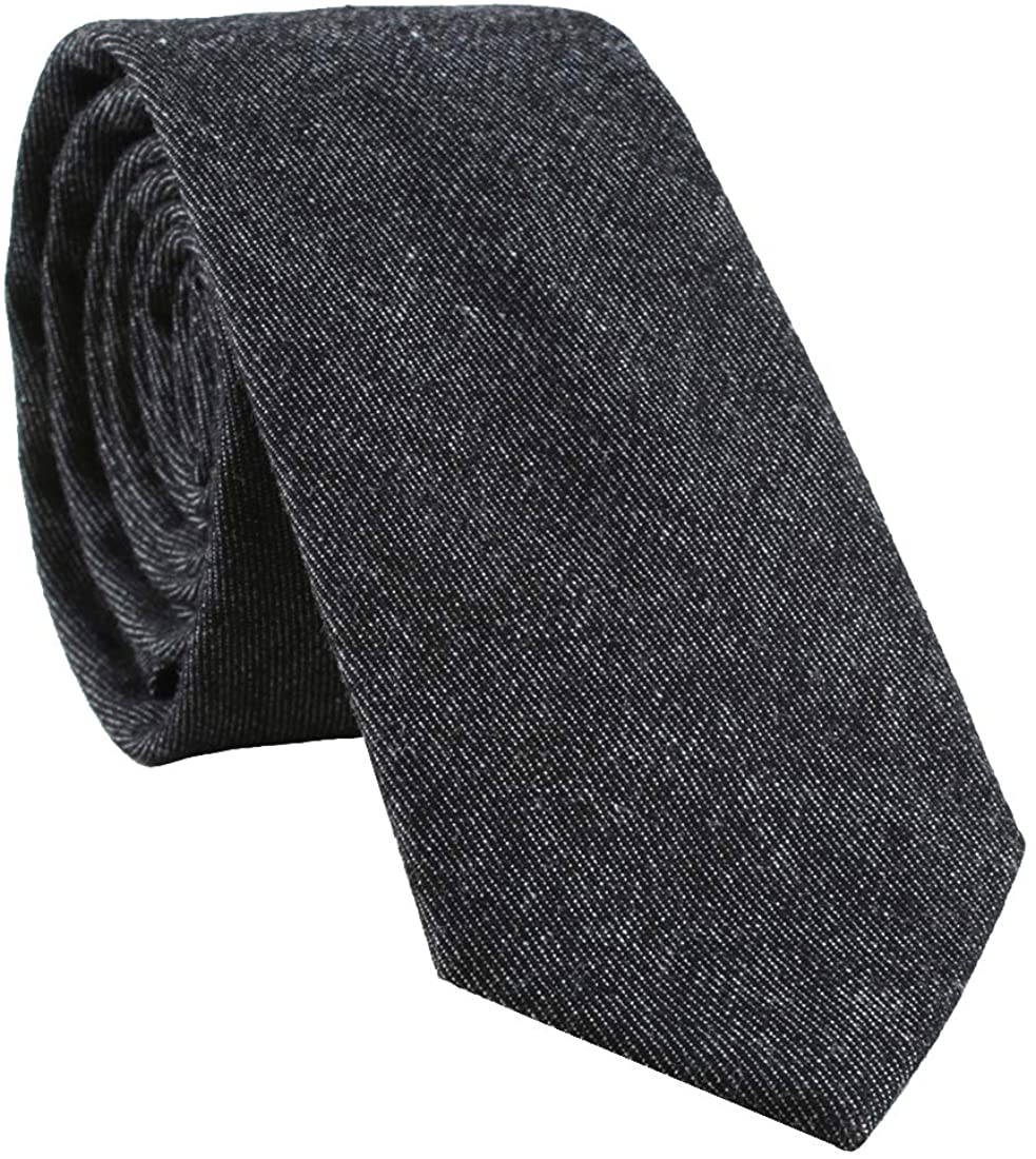 Levao Men's Cotton Skinny Necktie Solid Color Tie 