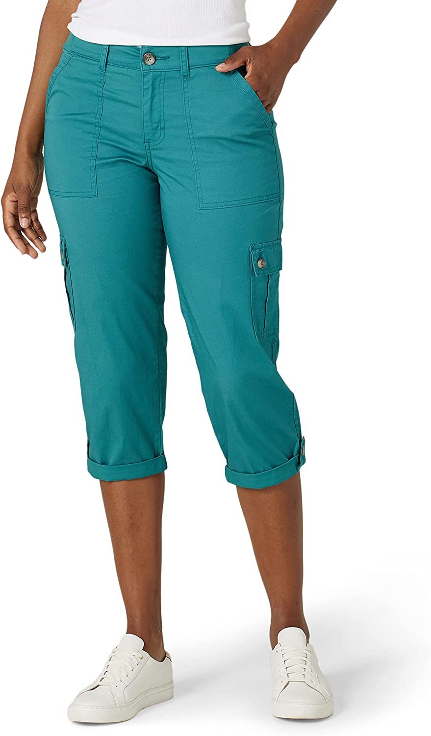 Lee Women's Petite Flex-to-go Mid-Rise Relaxed Fit Cargo Capri Pant