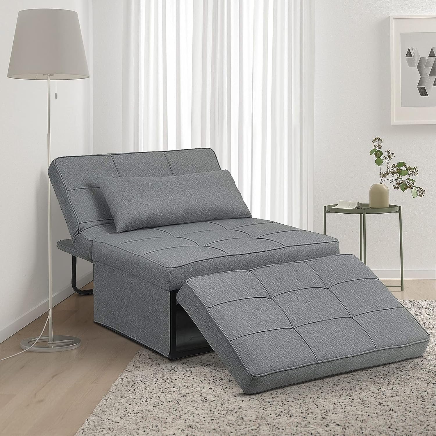 Saemoza Sofa Bed, 4 in 1 Multi Function Single Folding Ottoman Bed, Modern  Sleep