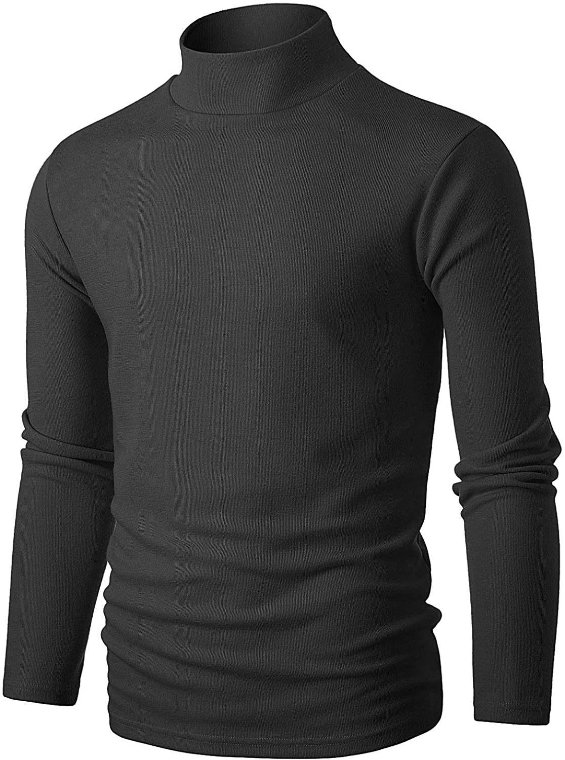 OHOO Mens Slim Fit Soft Cotton Pullover Lightweight Mock Turtleneck ...