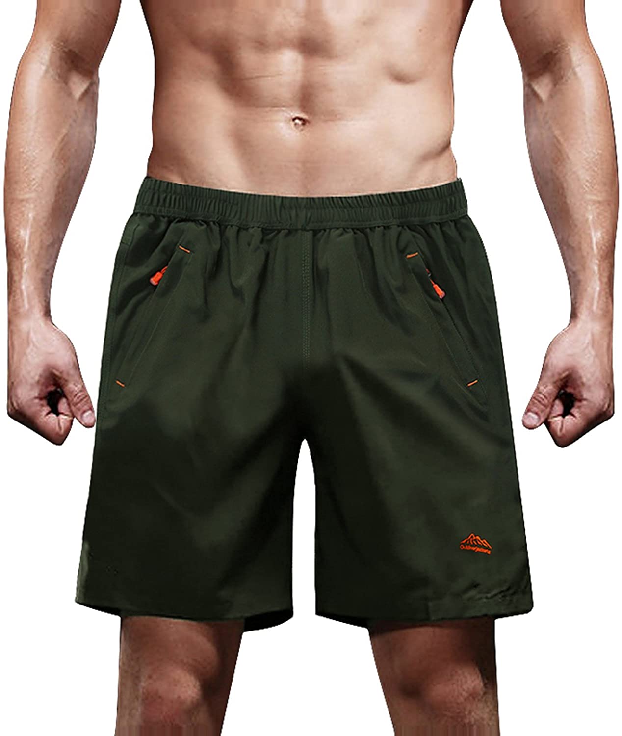 EXEKE Mens Quick Dry Shorts Gym Workout Shorts Lightweight Running Shorts with Zipper Pockets