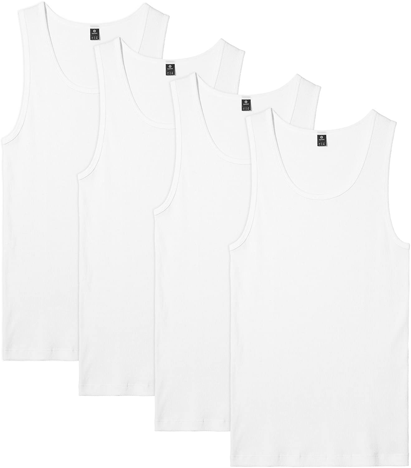LAPASA Men's 100% Cotton Tank Top Ultra Soft Sleeveless Crewneck Breathable  A-Shirts Basic Solid Undershirts Vest 4 Pack M36