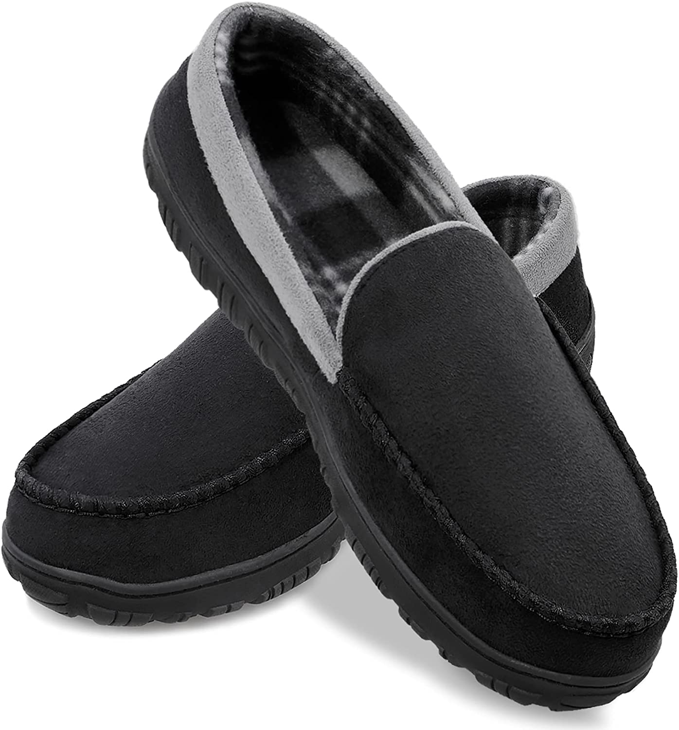shoeslocker Mens Slippers Memory Foam Slippers for Men Indoor Outdoor Mens Moccasin House Slippers 