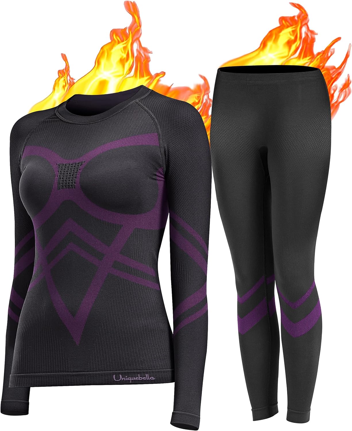 UNIQUEBELLA Womens Thermal Underwear, Thermal Base Layers Women - Ski Wear  Ladies Compression Athletic Long Johns Skins Set, Bb-purple+black, Small :  : Clothing, Shoes & Accessories
