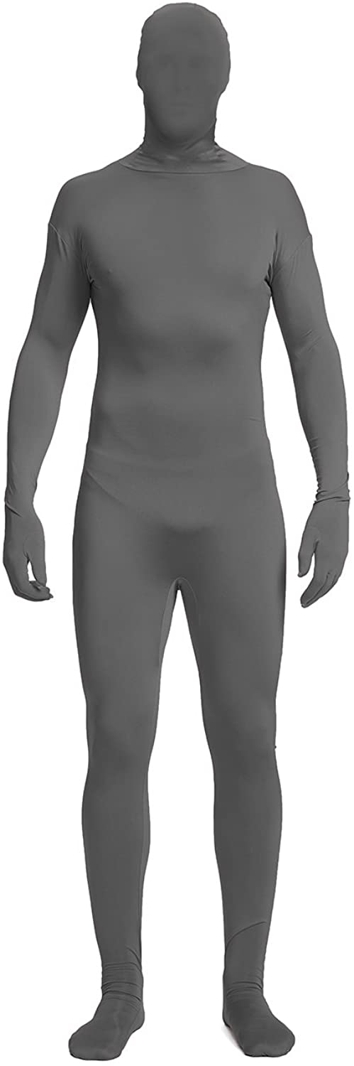 Gray Unisex Spandex Suit Second Skin Front Zip Zentai Costume Unitard