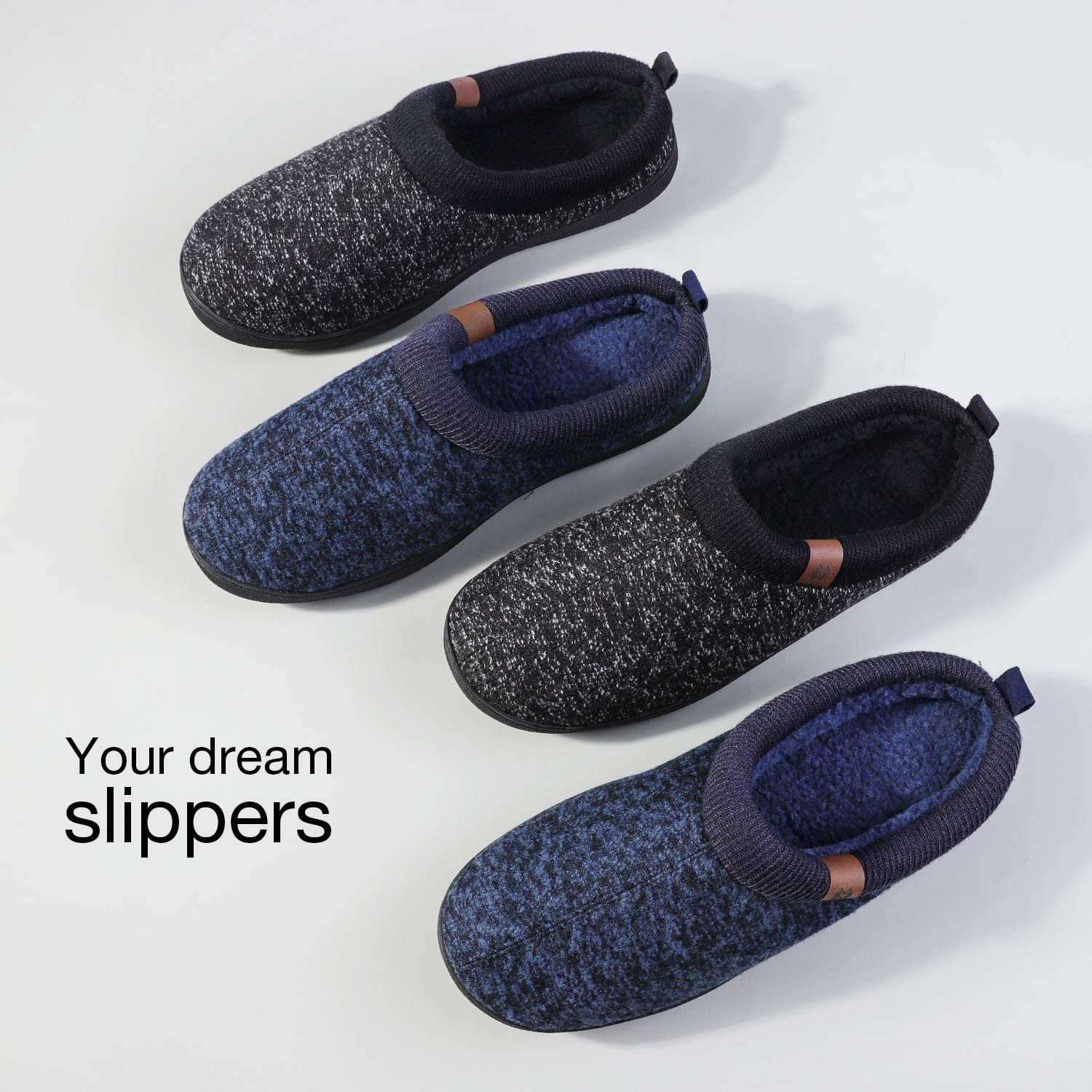 MERRIMAC Men's Comfy Wool Knit Memory Foam Slippers | eBay