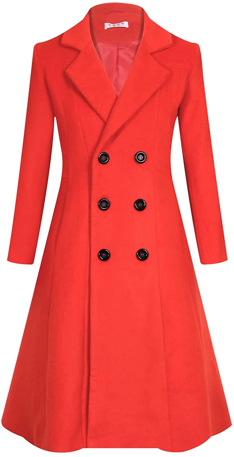 APTRO Women's Winter Wool Dress Coat Double Breasted Pea Coat Long Trench Coat 