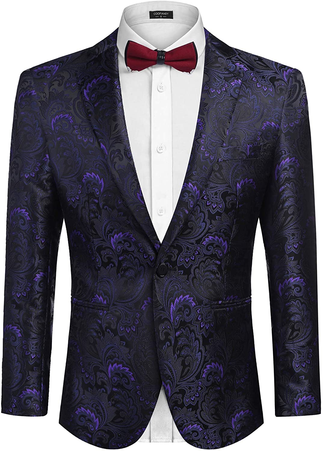 COOFANDY Men Luxury Paisley Floral Suit Jacket Blazer Wedding Prom Party  Tuxedo