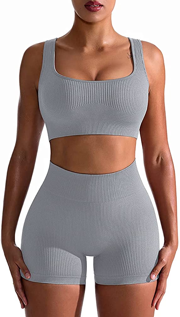 Buy OQQ Women Workout Outfit Yoga Seamless 2 Piece Gym Long