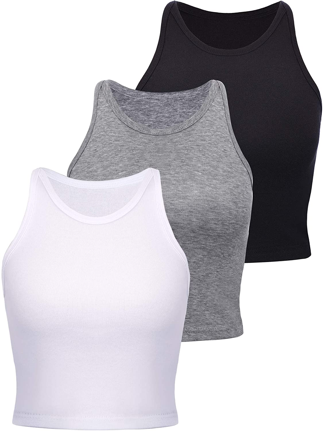 Boao 4 Pieces Basic Crop Tank Tops Sleeveless Racerback Crop Top for Women( Black,Small) at  Women's Clothing store