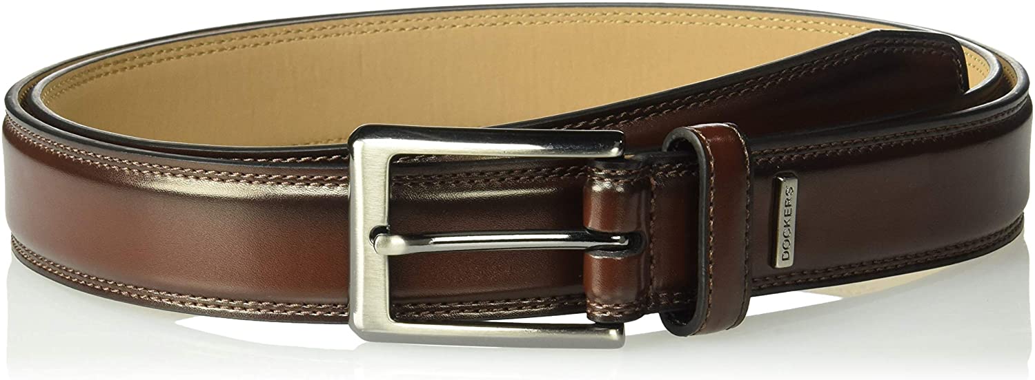 Dockers Mens 1 1/4 in Feather Edge With Double Row Stitch Belt 