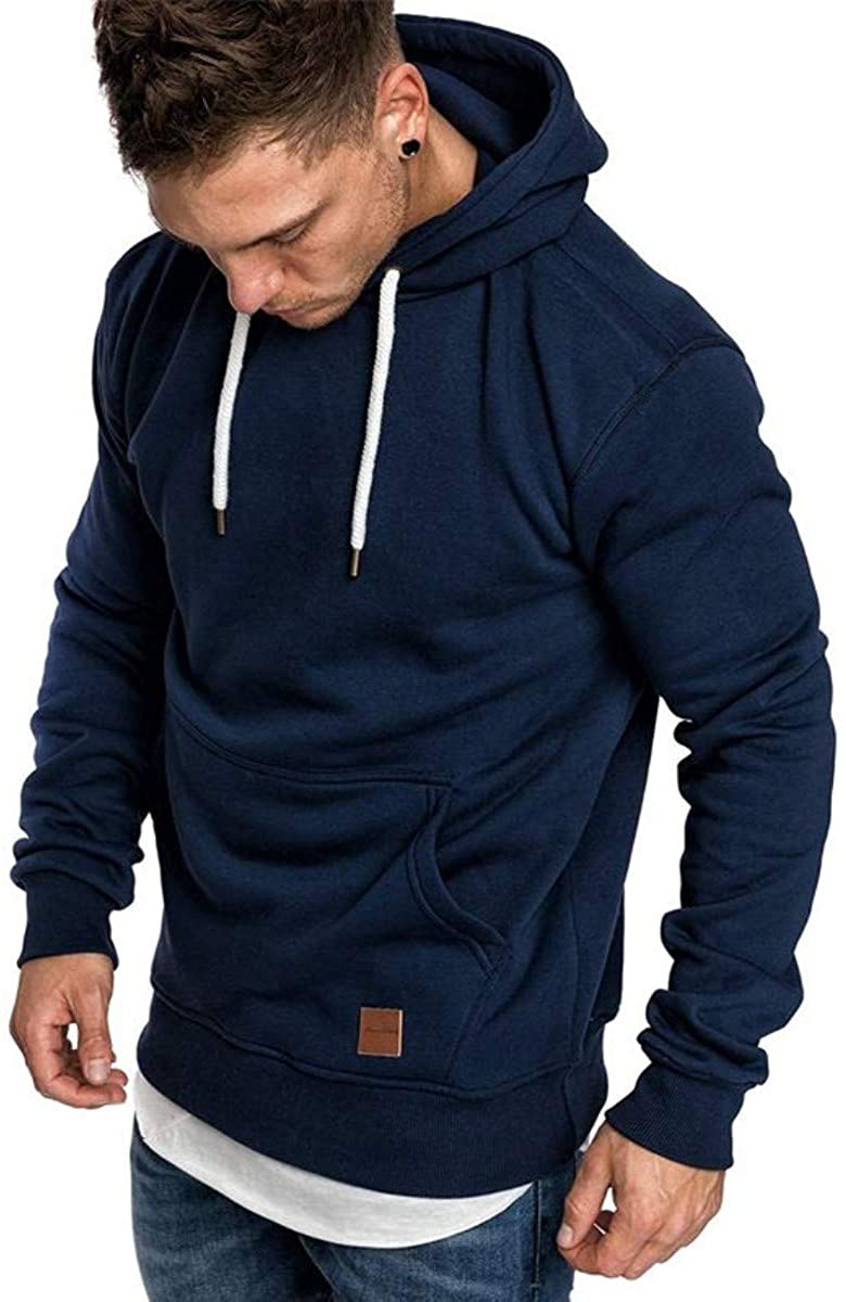 Mens Fashion Athletic Casual Hoodies - Long Sleeves Loose Fit Solid ...