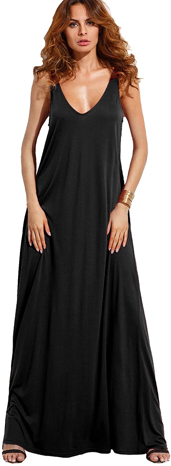 Verdusa Women's Casual Sleeveless Deep V Neck Summer Beach Maxi Long Dress  | eBay