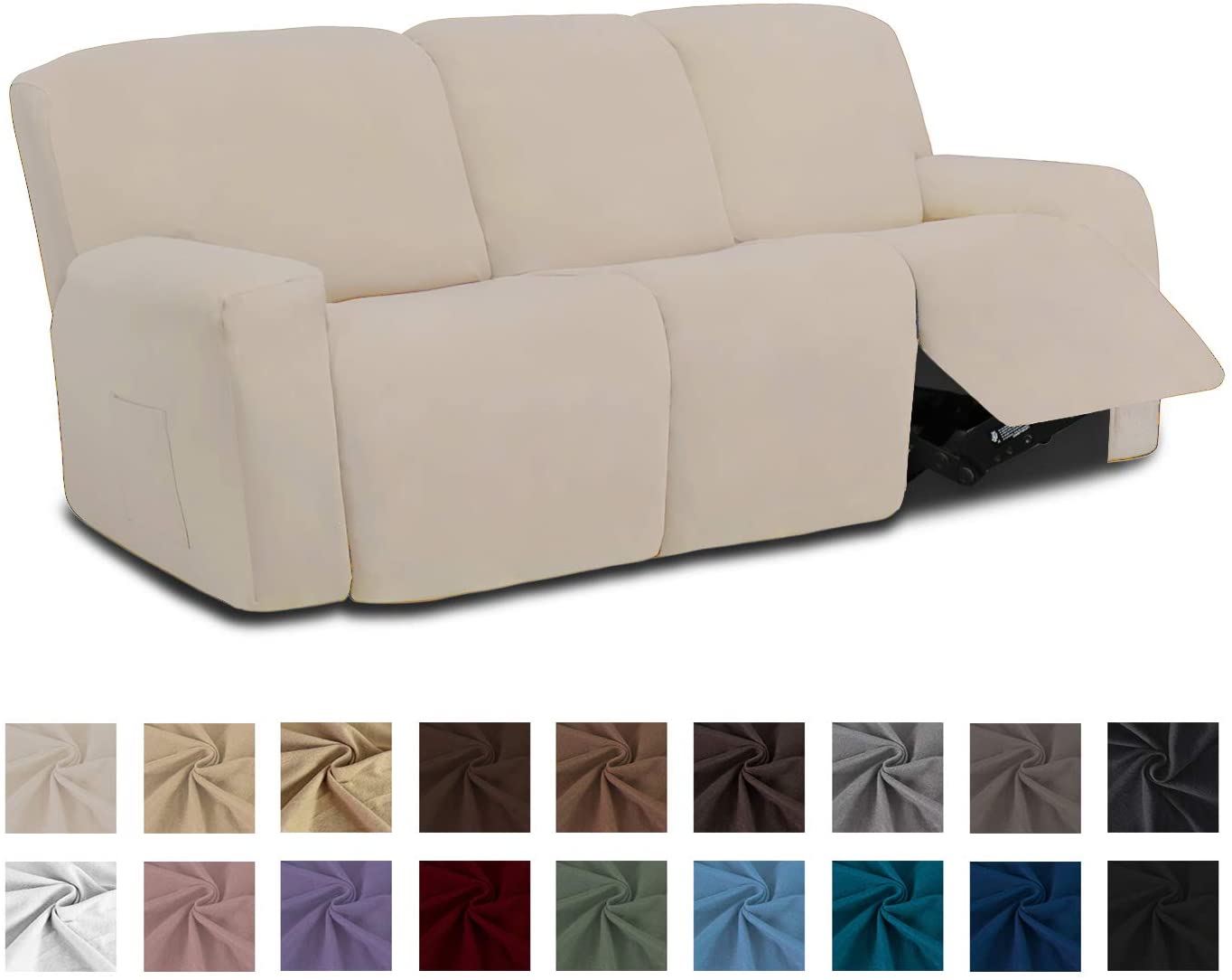Easy-Going 8 Pieces Microfiber Stretch Sectional Recliner Sofa Slipcover Soft 3 