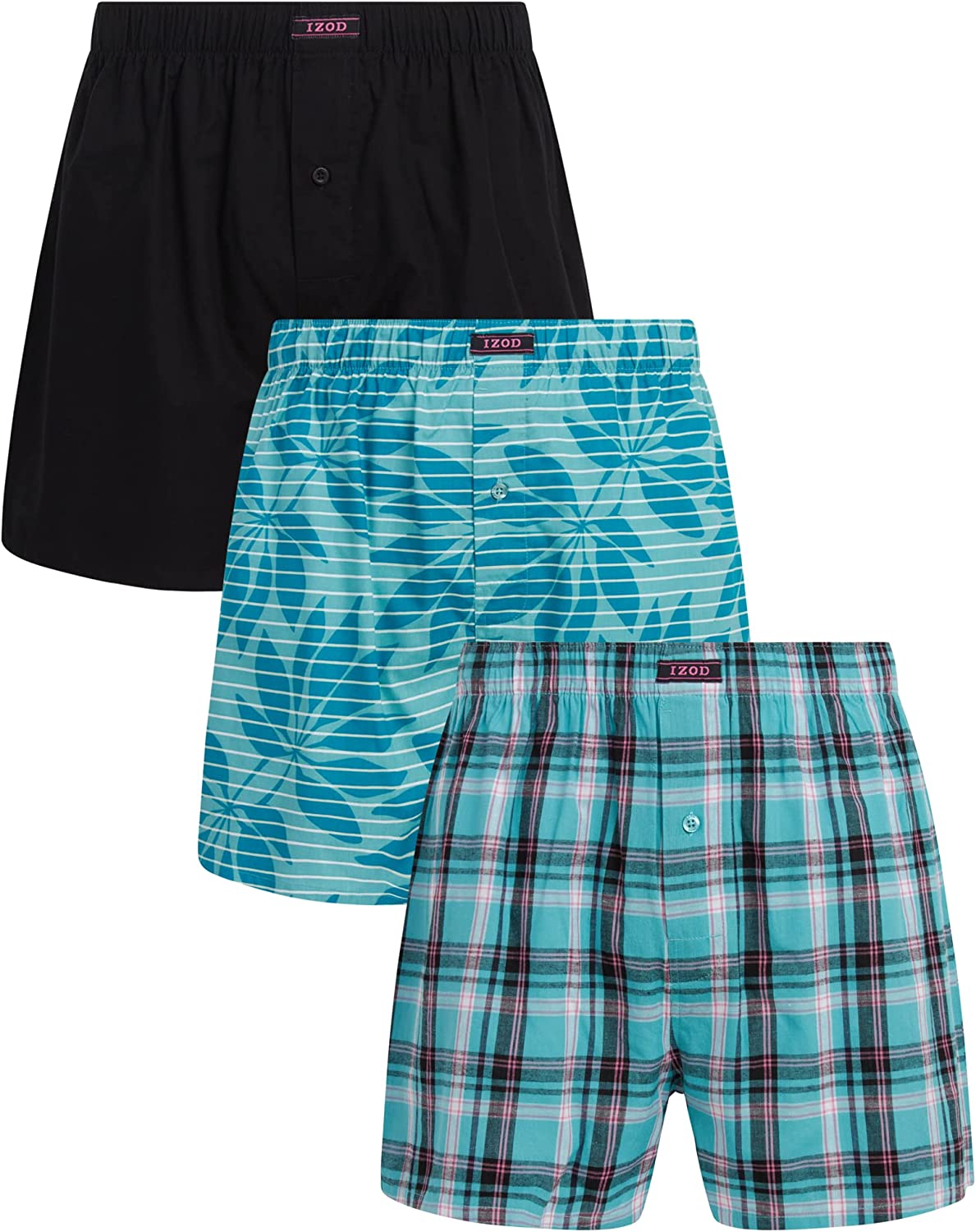 IZOD Men?s Underwear ? Cotton Woven Boxers with Functional Fly