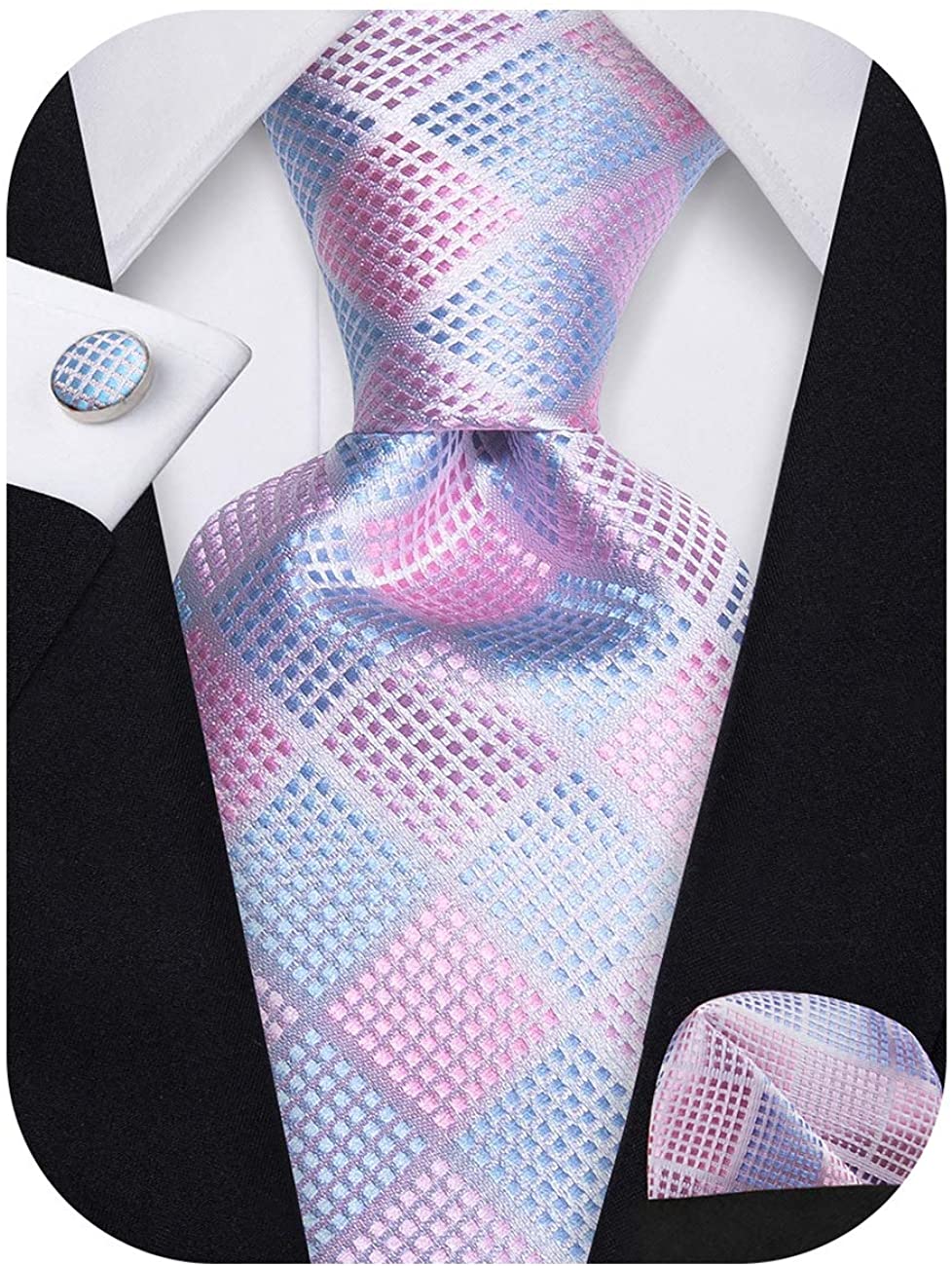 Dubulle Mens Tie Set Solid Paisley Necktie for Men Pocket Square ...