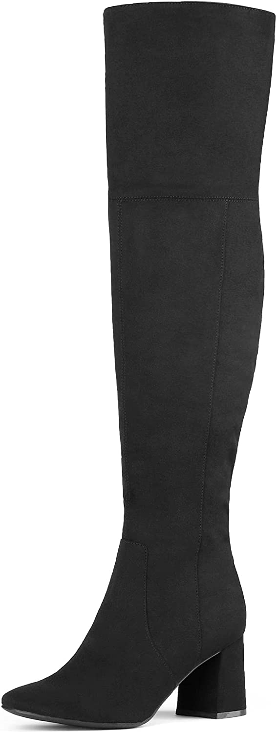 DREAM PAIRS Women’s Thigh High Chunky Heel Over The Knee Stretch Boots 