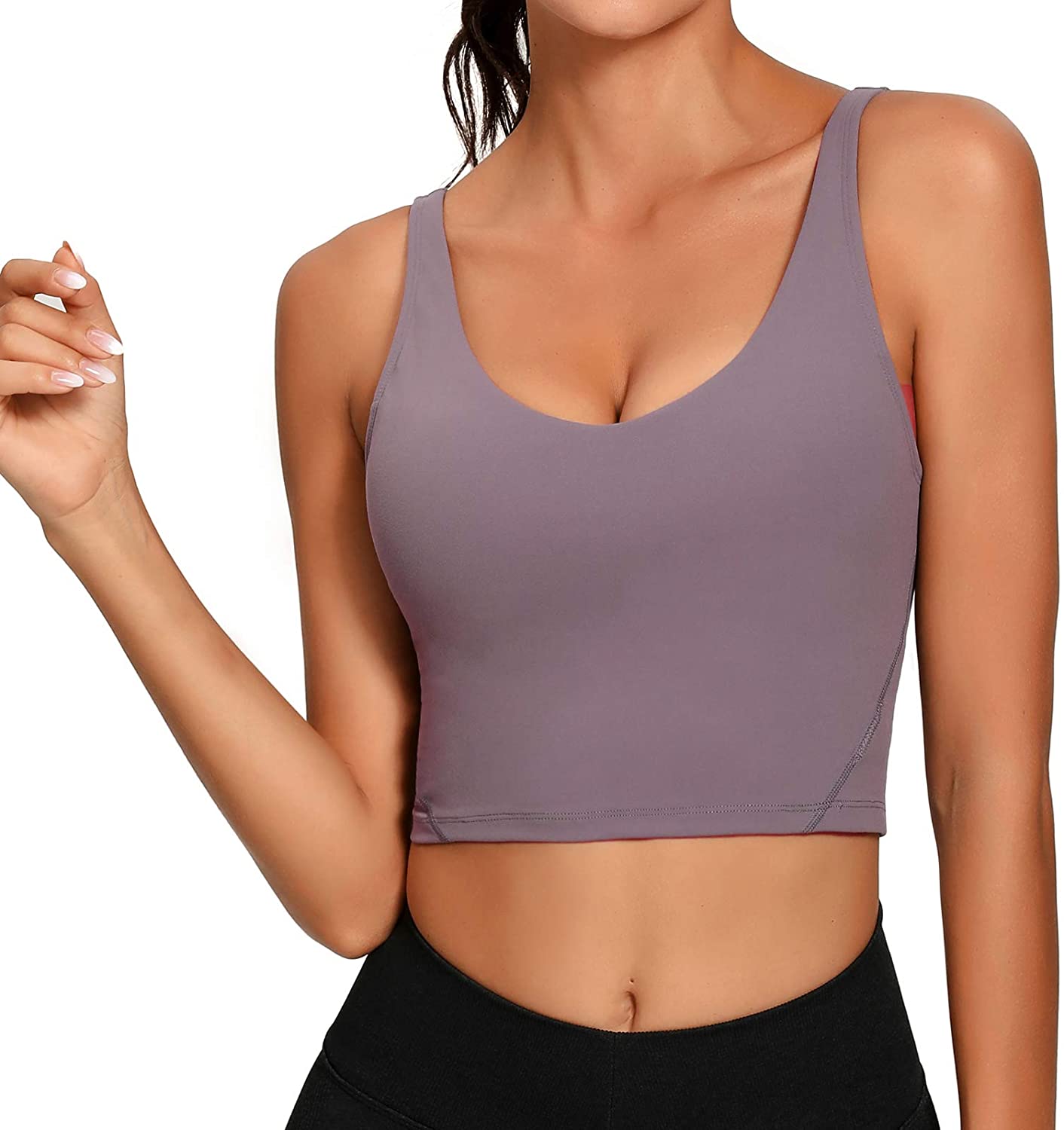 Lemedy Women Sports Bra Longline Crop Tank Top Padded Workout Running Yoga  (S, Lavender Grey) : : Clothing, Shoes & Accessories