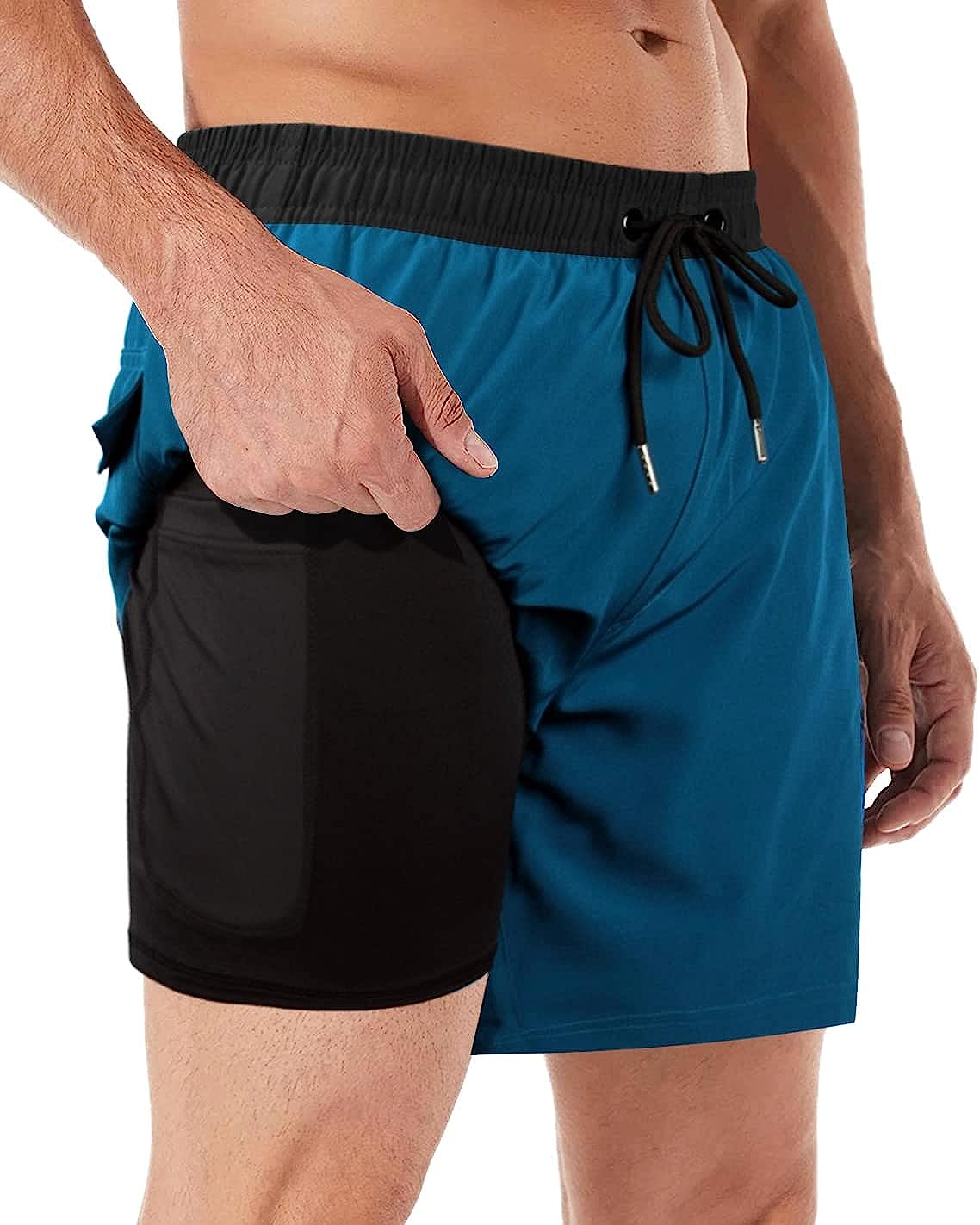 BOCACUE Mens Swim Shorts with Compression Liner 2 in 1 Quick Dry Beach  Shorts with Pockets, Mens Swim Trunks : : Clothing, Shoes 