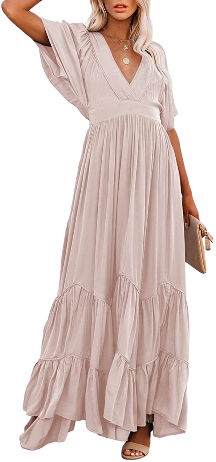 Linsery Maxi Dress for Women Summer Dresses Boho Flowy Long Dress