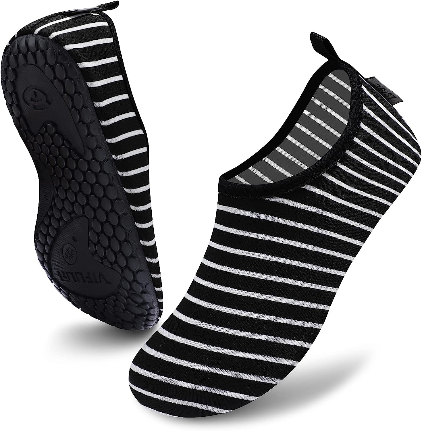 VIFUUR Water Sports Shoes Barefoot Quick-Dry Aqua Yoga Socks Slip-on for  Men Women Black, 7.5-8.5 Women/6-7 Men 