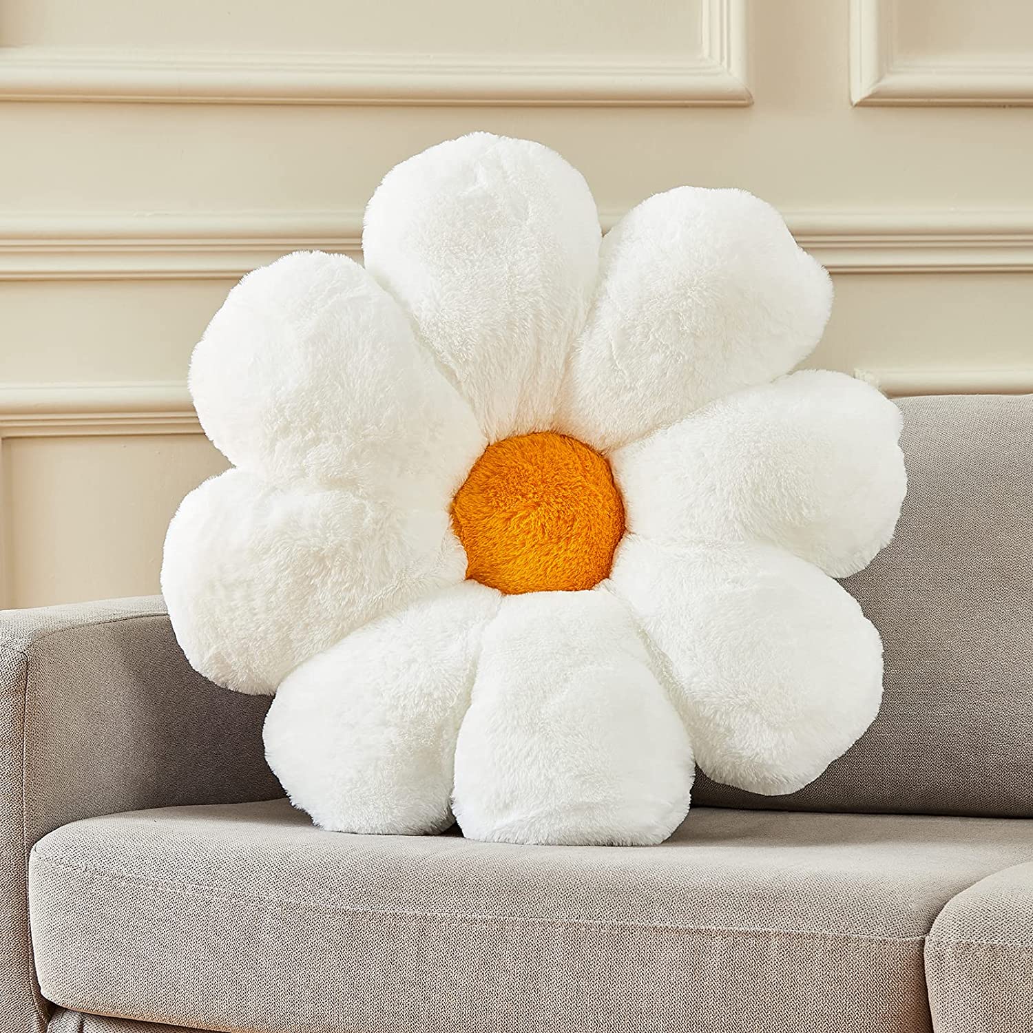 Ailive White Flower Floor Pillow Cushion Preppy Aesthetic Funky Desk Cute  Plush