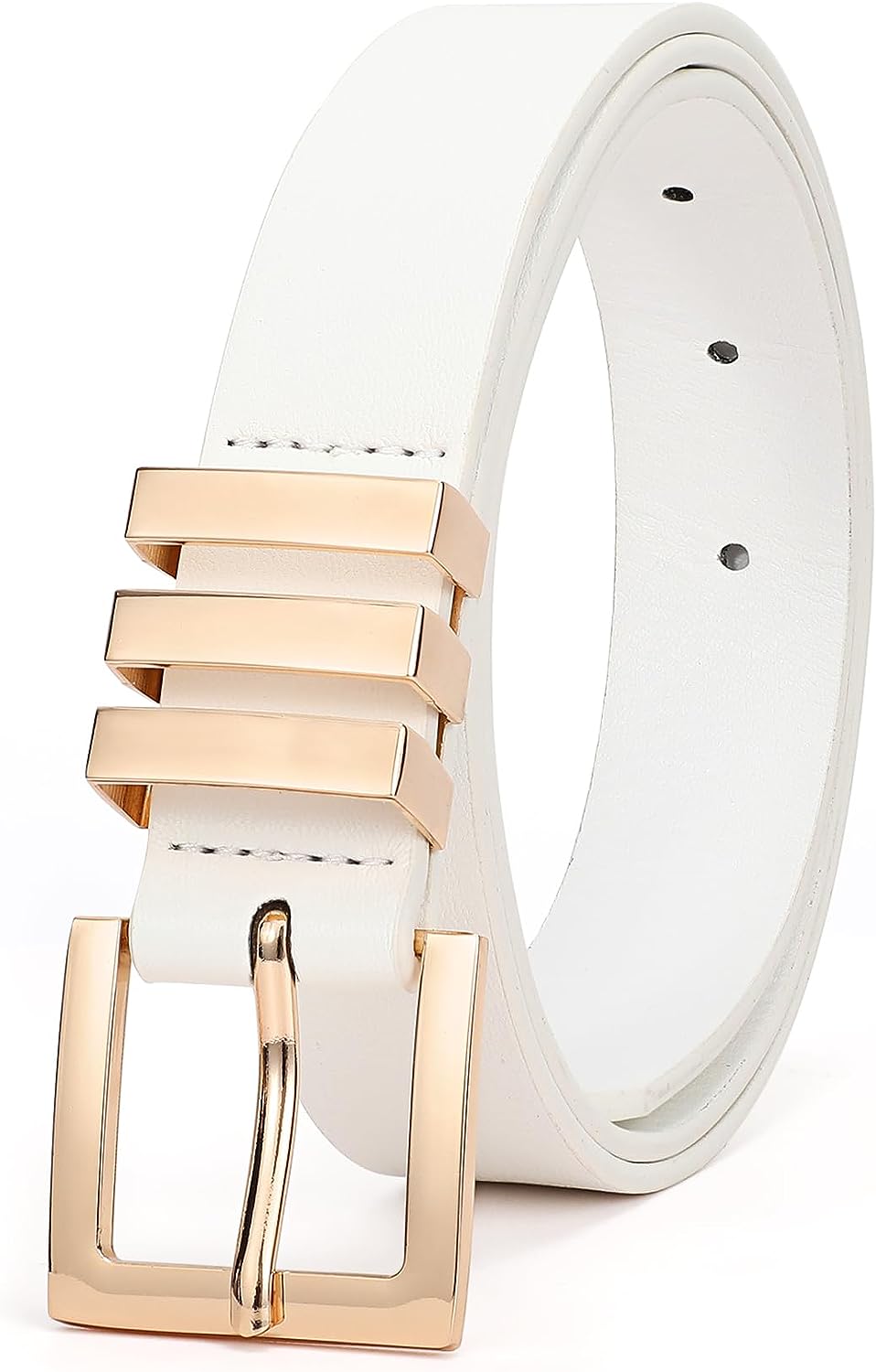 XZQTIVE Plus Size Women's Leather Belts for Jeans Pants Dress Fashion  Ladies Waist Belt with Square Gold Buckle