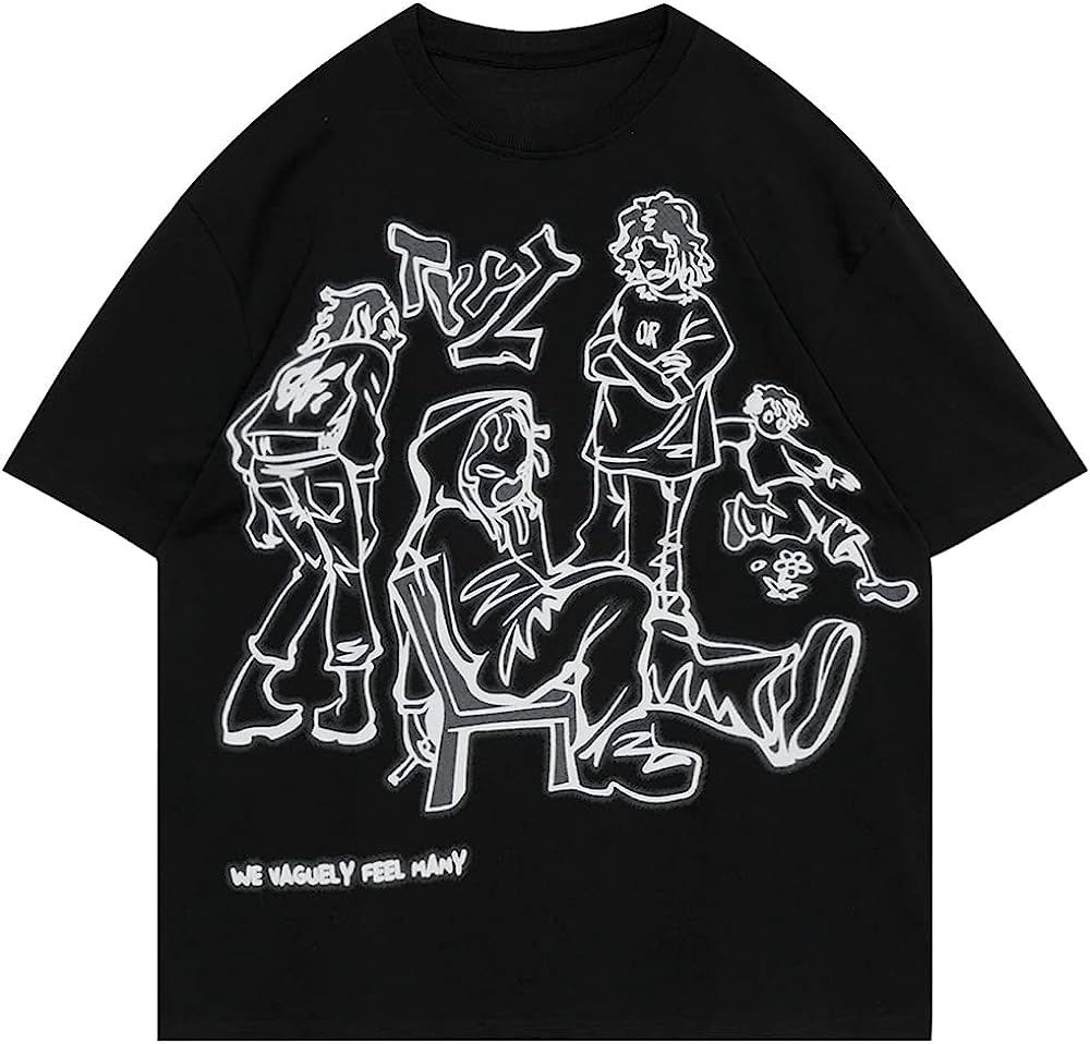Aelfric Eden Mens Oversized T Shirts Tees Distorted Portrait Print Crew Neck  Cot