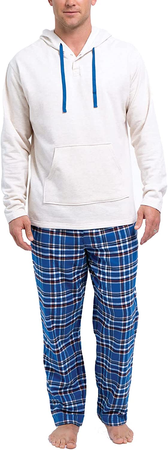 PajamaGram Mens Flannel Pajamas Sets - Pajamas For Men, Hoodie Top