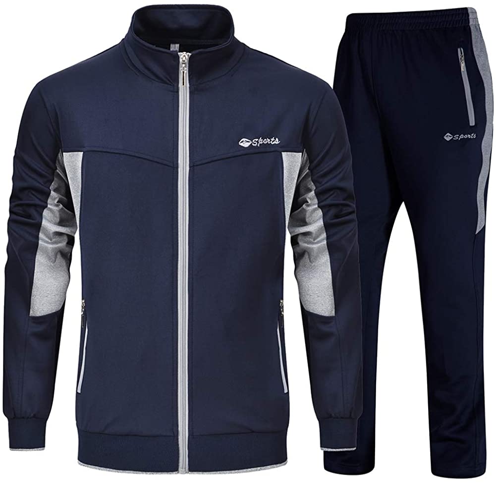 FTCayanz Men's Tracksuit Set Athletic Full-Zip Sweatsuits Casual Sport Jogging Suits Activewear 