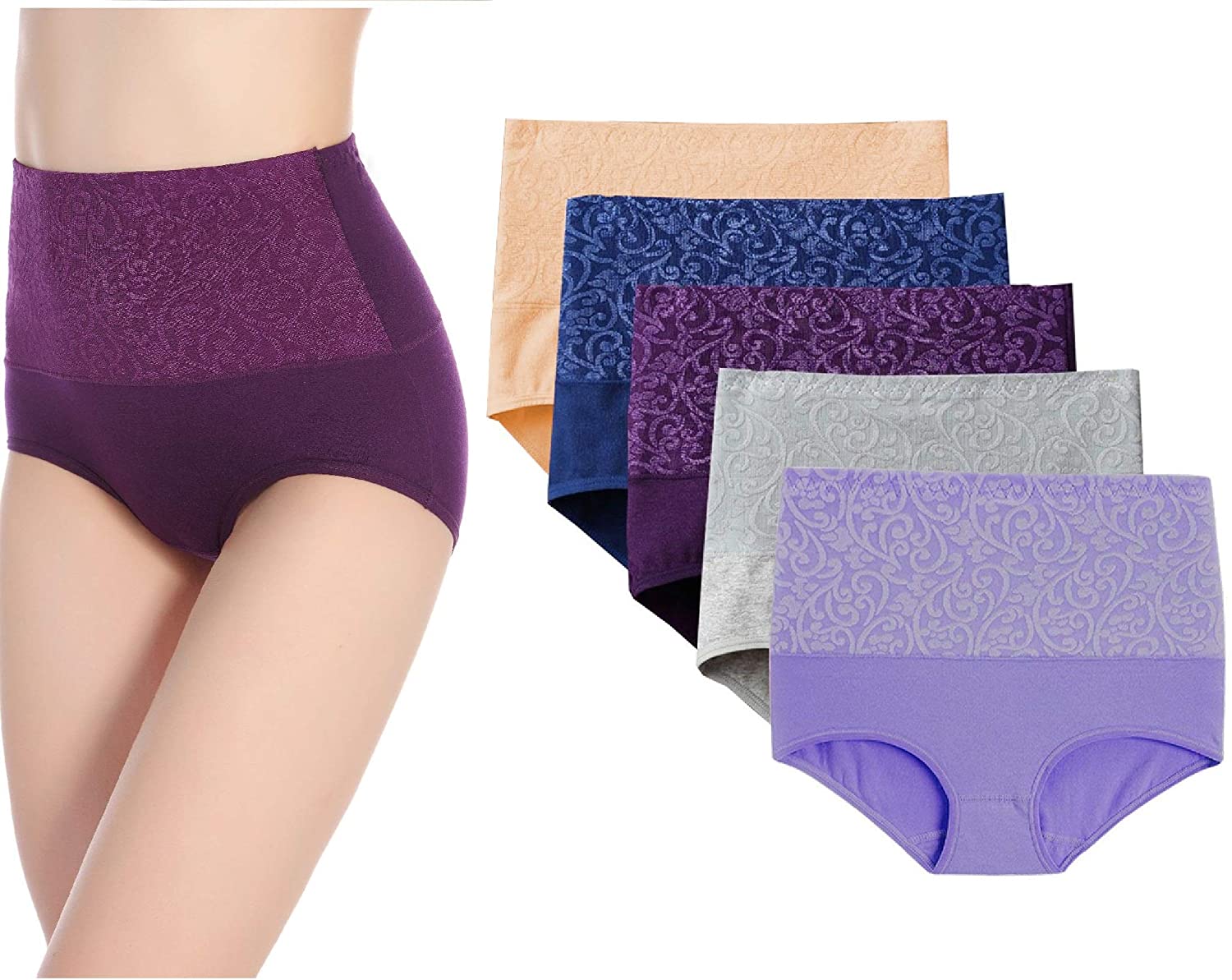 High Waist Tummy Control Panties for Women, Cotton Underwear No Muffin Top  Shape