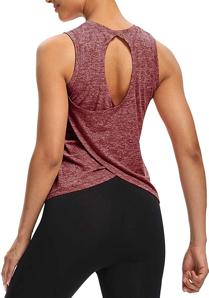 Bestisun Yoga Tops Loose fit Backless Workout Athletic Dance Top
