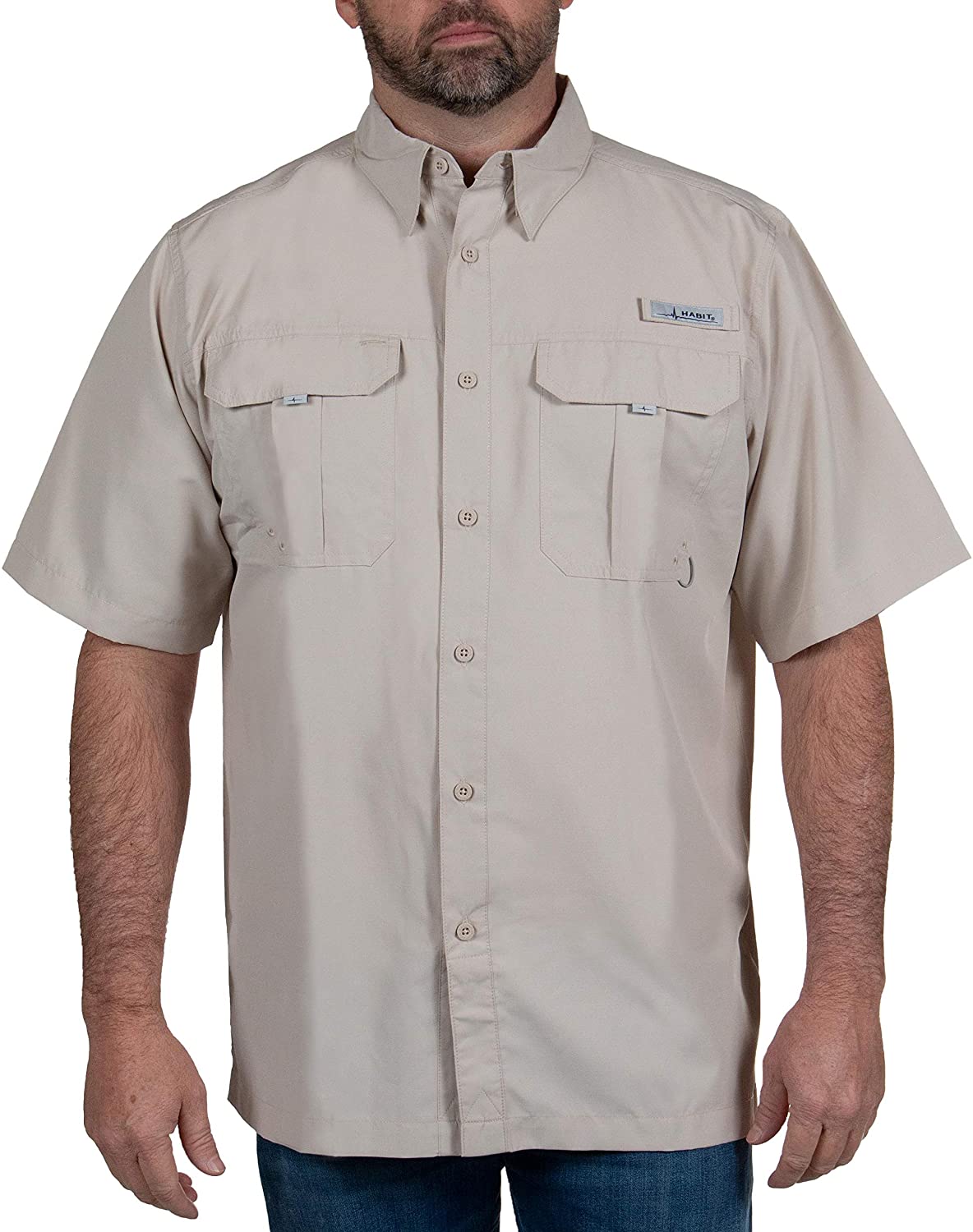 HABIT Men's Fourche Mountain Short Sleeve River Guide Fishing Shirt - UPF  40+ UV