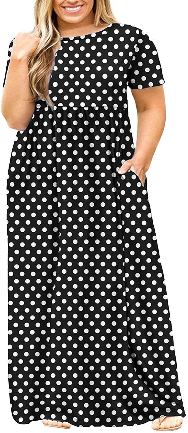 POSESHE Women's Plus Size Tunic Swing T-Shirt Dress Short Sleeve Maxi Dress  with Pockets : : Clothing, Shoes & Accessories
