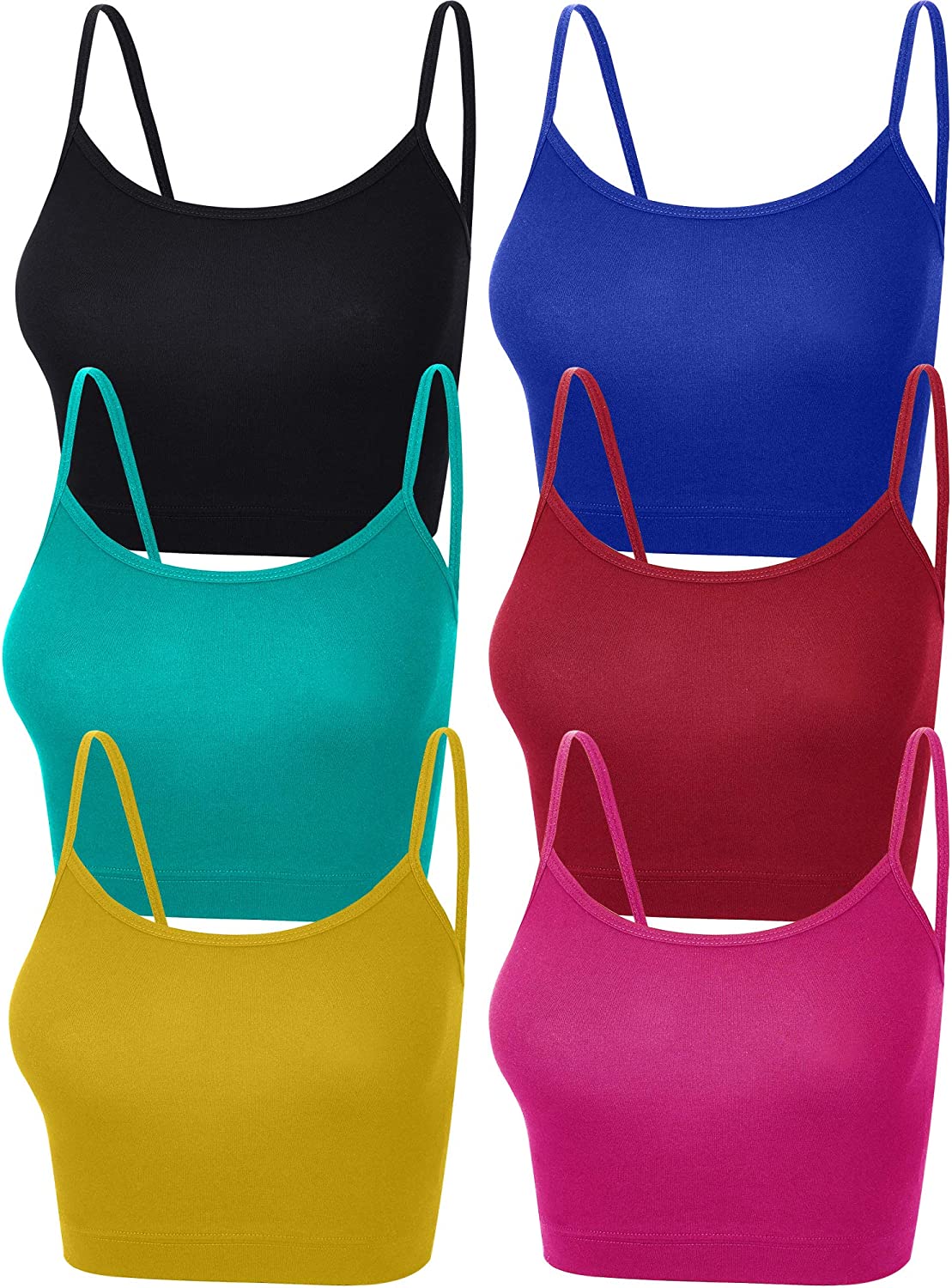 SATINIOR 6 Pieces Women Crop Cami Top Sleeveless Spaghetti Strap