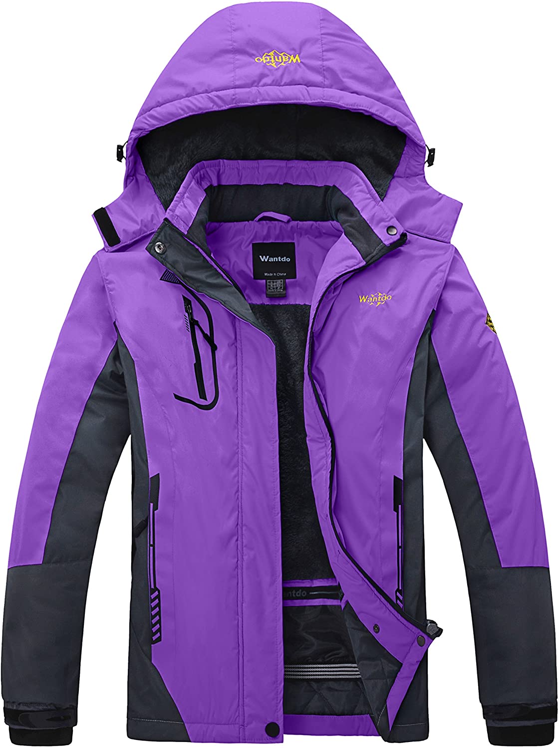 Wantdo Women's Mountain Waterproof Ski Jacket Windproof Rain Jacket Winter Warm Hooded Coat 