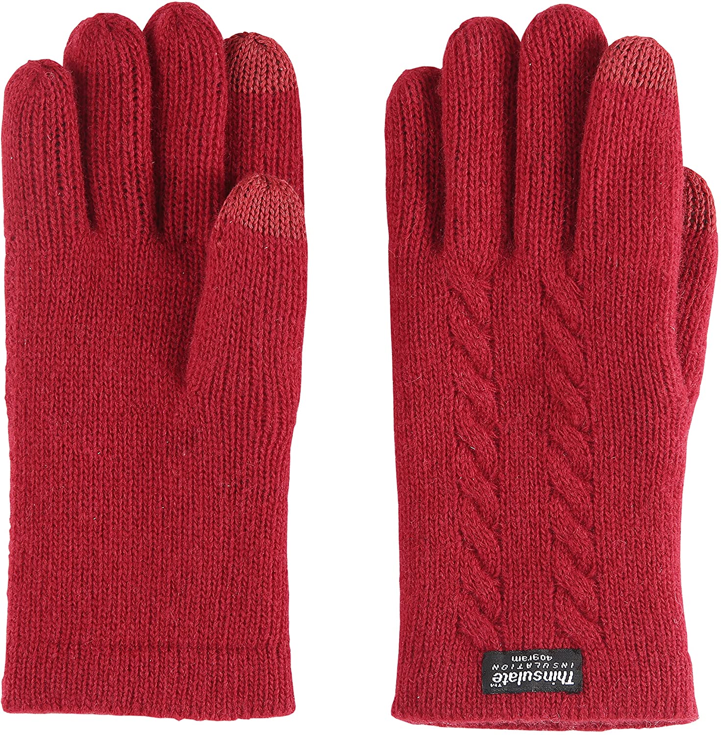 Bruceriver Ladie's Pure Wool Knit Gloves with Thinsulate Lining and Cable design 