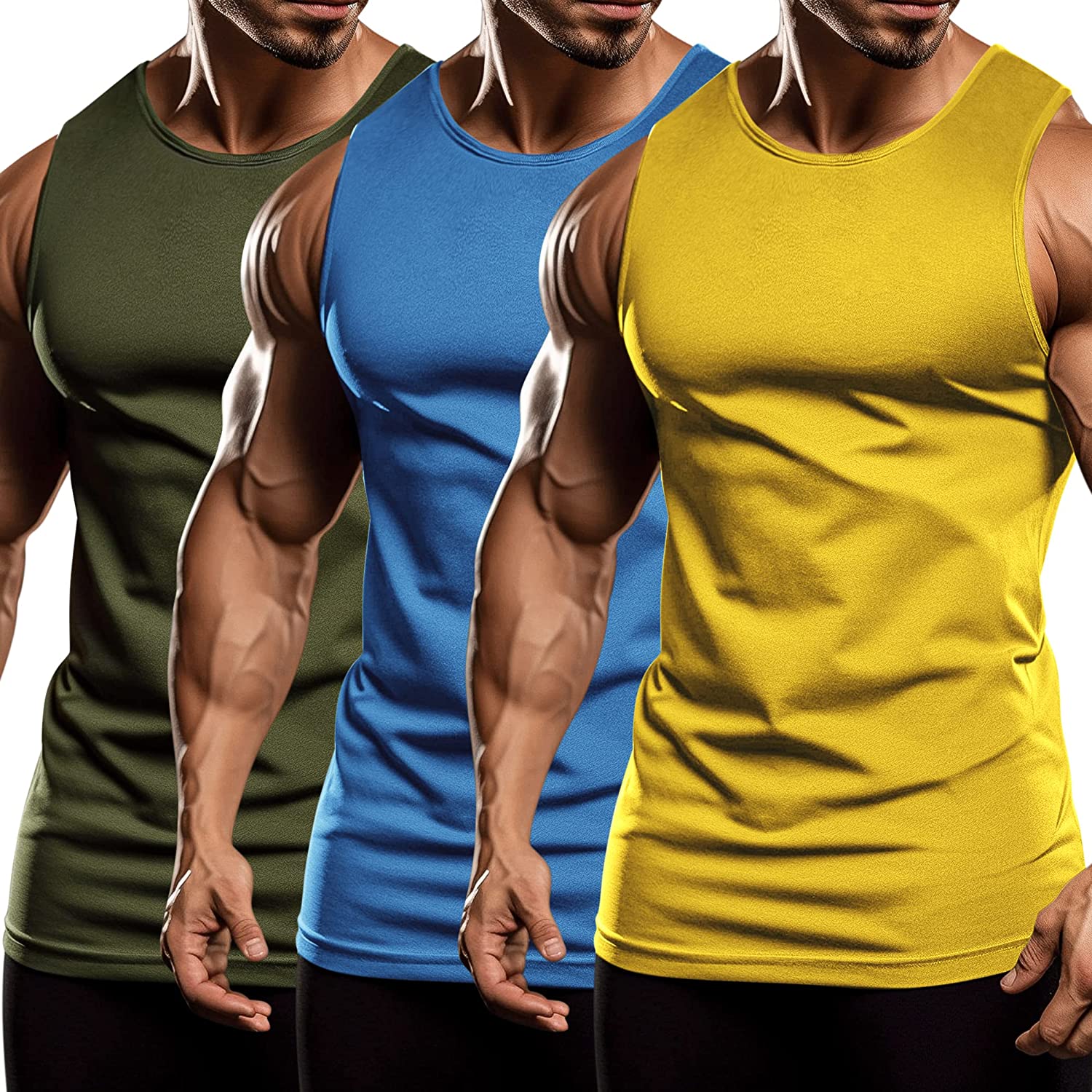 COOFANDY Men's 3 Pack Workout Tank Tops Sleeveless Gym Shirts