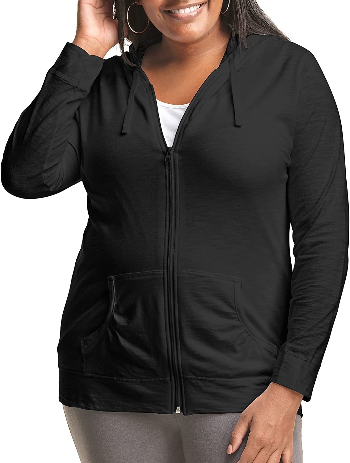 4X Just My Size Womens Plus Size Active French Terry Pullover Hoodie Dada Gray PE Heather 