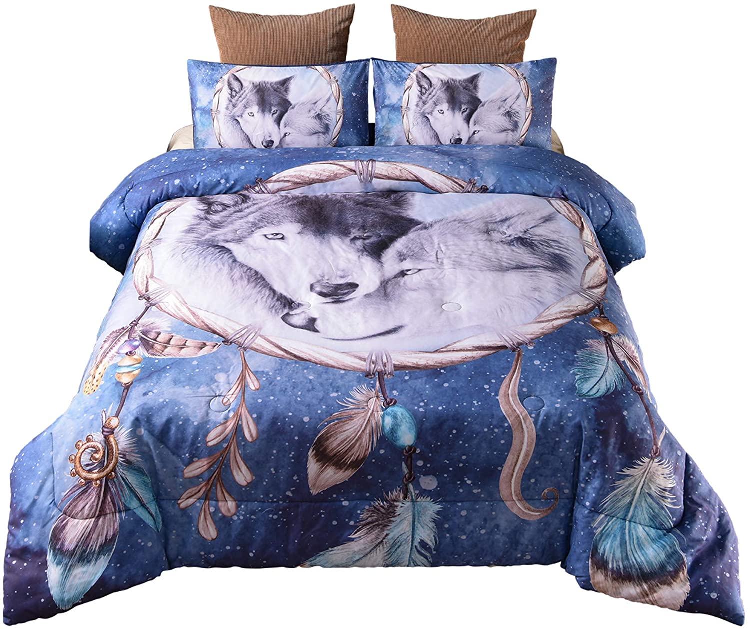 B Meeting Story 3Pcs Mandala Bohemian Moonlight Bedding Bedspread Comforter Set 