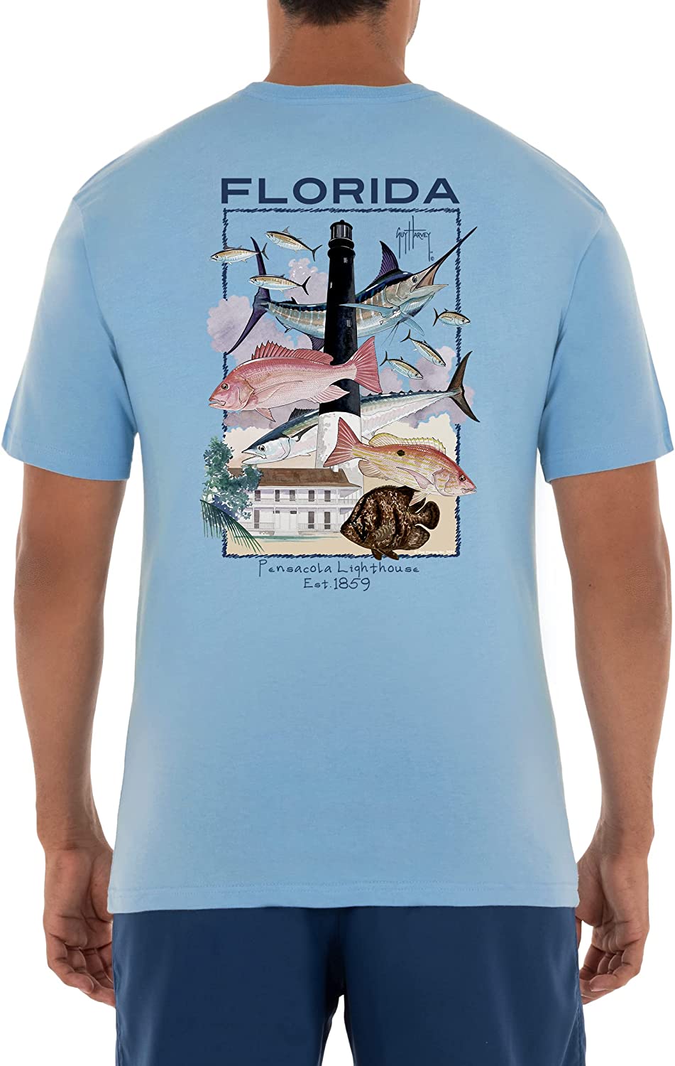 Guy Harvey Men's Lighthouse Collection Short Sleeve Pocket T-Shirt