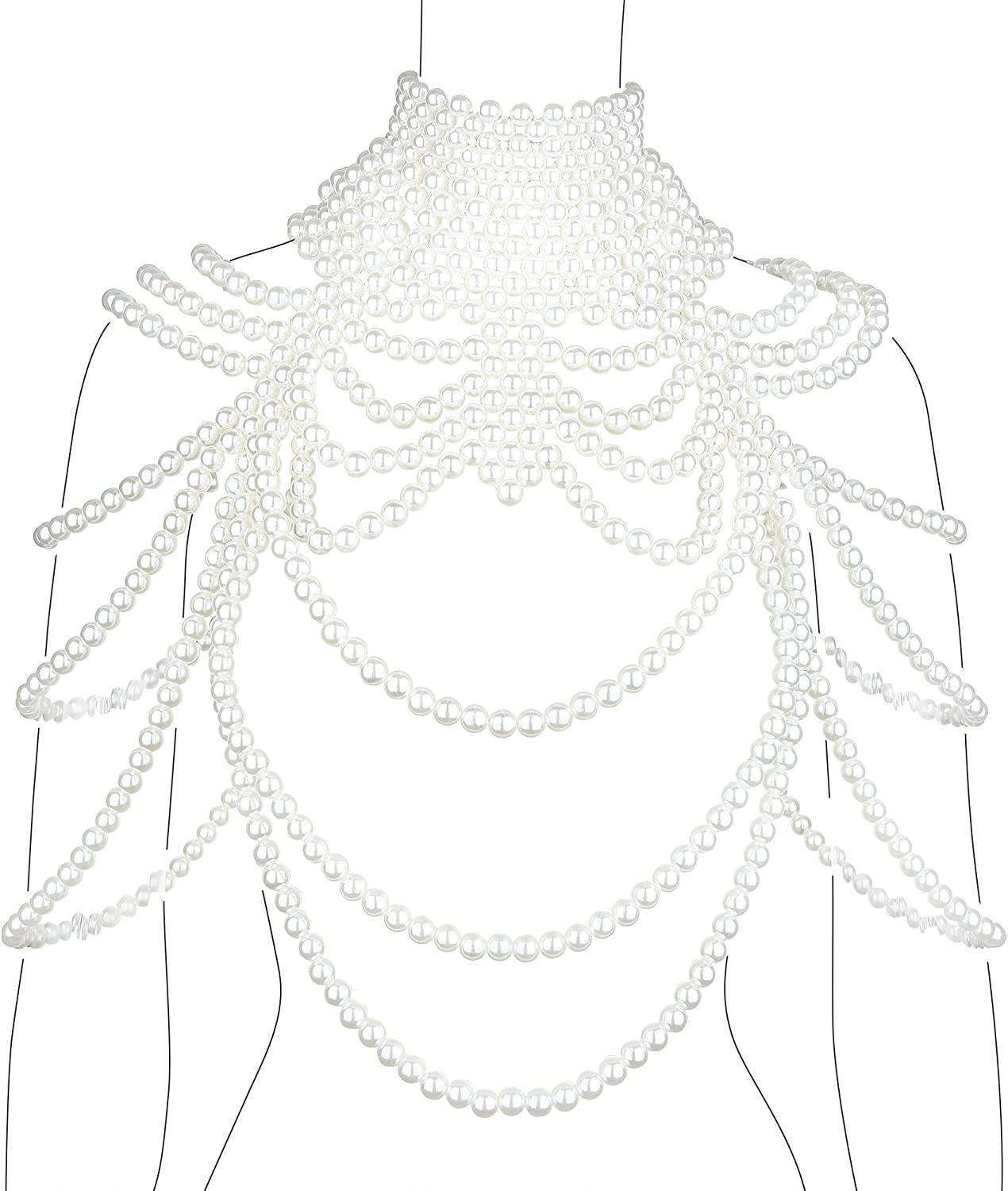 CCbodily Pearl Body Chain Bra - Fashion Shoulder Necklaces Bra