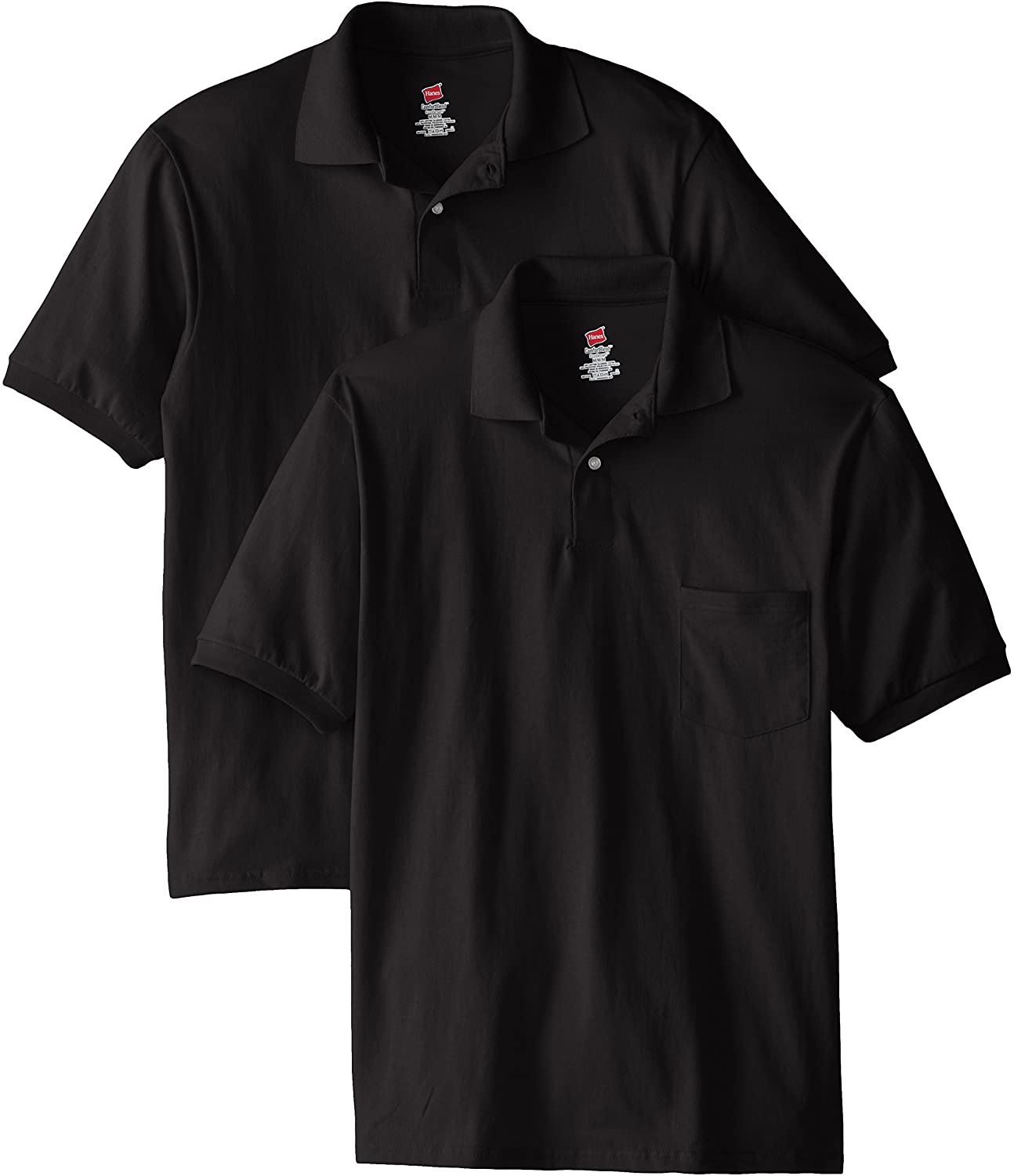 Hanes Men's Short Sleeve Jersey Pocket Polo Pack 2 Shirt eBay