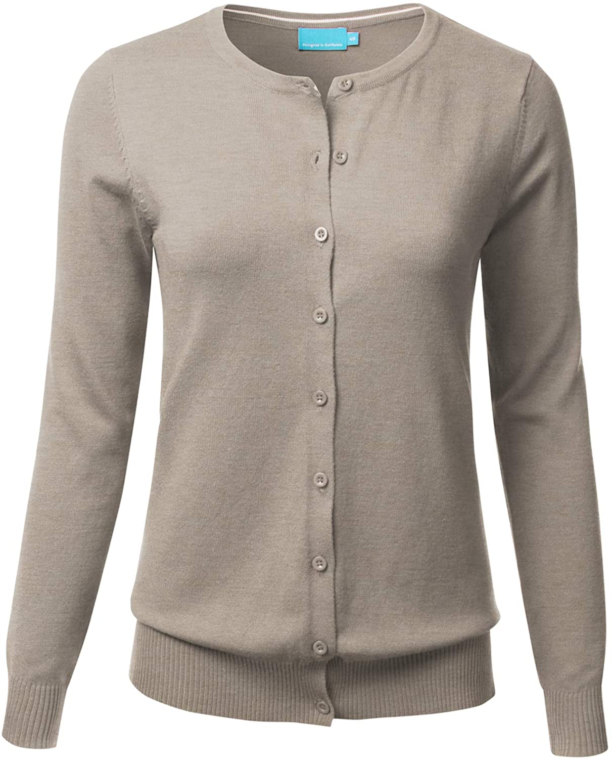 FLORIA Women's Button Down Crew Neck Long Sleeve Soft Knit Cardigan Sweater S-3X 