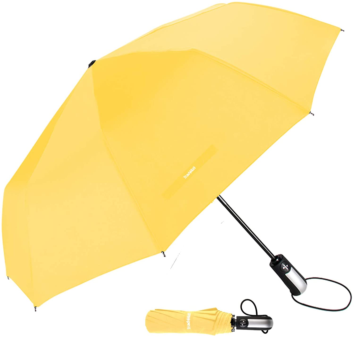 TradMall Travel Umbrella Windproof with Reinforced Fiberglass Ribs Large Canopy Ergonomic Handle Auto Open & Close 